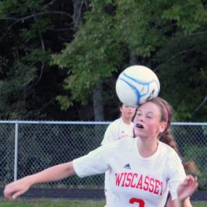 Brianna Goud heads the ball in the Wolverines 3 to 0 homecomingwin over Telstar on Friday. KATHY ONORATO/Wiscasset Newspaper
Brianna Goud heads the ball in the Wolverines 3 to 0 homecomingwin over Telstar on Friday. KATHY ONORATO/Wiscasset Newspaper