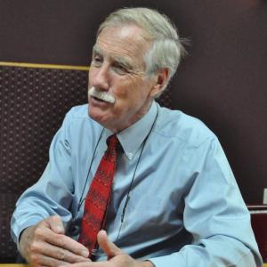 Senate hopeful and former governor Angus King answered questions September 27 ranging from alternative energy sources to local issues. King, who served as Maine's governor from 1994-2003, is running for the senate seat vacated by Olympia Snowe. King said he would put policy over politics if elected. BEN BULKELEY/Boothbay Register BEN BULKELEY/Boothbay RegisterSenate hopeful and former governor Angus King, I-Brunswick, answered questions September 27 ranging from alternative energy sources to local issues. King, who served as Maine's governor from 1994-2003, is running for the senate seat vacated by Olympia Snowe. King said he would put policy over politics if elected. BEN BULKELEY/Boothbay Register