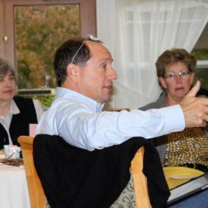 Peter Panagore challenges Lincoln County Healthcare to move beyond paternalism and to address the cultural differences between St. Andrews and Miles Memorial hospitals in the first community transition group meeting at St. Andrews Village on October 12. SUE MELLO/Boothbay Register. SUE MELLO/Boothbay Register Peter Panagore challenges Lincoln County Healthcare to move beyond paternalism and to address the cultural differences between St. Andrews and Miles Memorial hospitals in the first community transition group meeting at St. Andrews Village on October 12. SUE MELLO/Boothbay Register. SUE MELLO/Boothbay Register