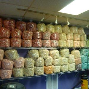 A wall of popcorn, ready to be bagged, labeled and sold to hungry customers. KATRINA CLARK/Boothbay Register