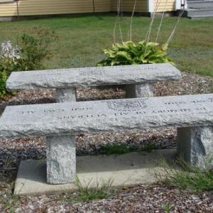 Memorial benches at the Alna Meetinghouse on Route 218. SUSAN JOHNS/Wiscasset Newspaper