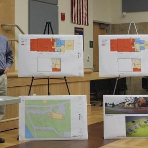 Architect David Matero presents two possible plans for an addition to the Woolwich Town Office during the Woolwich Board of Selectmen's meeting October 15. JOHN MAGUIRE/Wiscasset Newspaper Architect David Matero presents two possible plans for an addition to the Woolwich Town Office during the Woolwich Board of Selectmen's meeting October 15. JOHN MAGUIRE/Wiscasset Newspaper