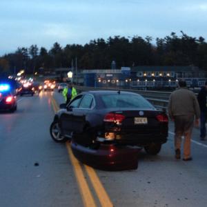 Only this Volkswagon Jetta was able drive away from the accident; the other three cars were towed. Courtesy of William Phinney Only this Volkswagon Jetta was able drive away from the accident; the other three cars were towed. Courtesy of William Phinney