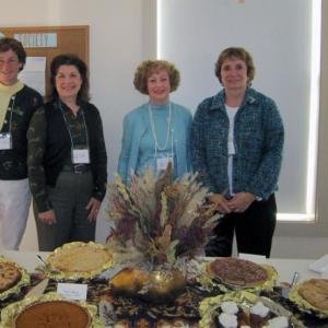 New members of The Garden Club of Wiscasset are welcomed with coffee and pie October 29. From left to right are Katie Bryant, Virginia Milligan, Carol Martin and Joan Sartoris. Courtesy of The Garden Club of Wiscasset