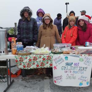 Wiscasset Girl Scout Troop 1268 offers homemade treats for the crowd. From left are Corey Campbell, Haley Davis, Amanda Marcus, Sydnie Thayer and August Moore. JOHN MAGUIRE/Wiscasset Newspaper