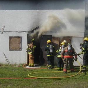 Firefighters take part in drills at the Gordon Merry fire training center in Wiscasset. JOHN MAGUIRE/Wiscasset Newspaper Firefighters take part in drills at the Gordon Merry fire training center in Wiscasset. JOHN MAGUIRE/Wiscasset Newspaper