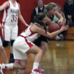 Wiscasset's Miranda McIntire hustles after a loose ball in Tuesday’s game with Hall-Dale. KATHY ONORATO/Wiscasset Newspaper Wiscasset's Miranda McIntire hustles after a loose ball in Tuesday’s game with Hall-Dale. KATHY ONORATO/Wiscasset Newspaper