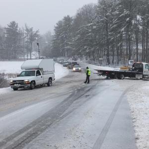 Due to the inclement weather, a truck slid off the road near the intersection of Route 1 and Route 27 in Edgecomb. By approximately 2:15 p.m., Lincoln County Sheriff's Office responded to the scene. Traffic was stopped as a tow truck pulled the vehicle out of the ditch. No damage or injury was reported and the truck left the scene after being freed. Traffic resumed as of 2:25 p.m. 