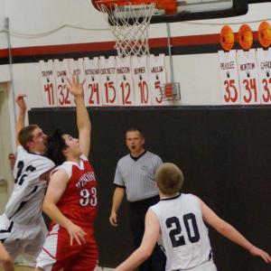 Chandler Longfellow gets into position to get a rebound. Longfellow had 16 points in Wiscasset's win over Hall-Dale Tuesday, Jan. 15. Courtesy of John Anzalone 