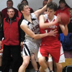 Travis Padilla draws a foul. Padilla was 8 of 11 from the foul line. KATHY ONORATO/Wiscasset Newspaper