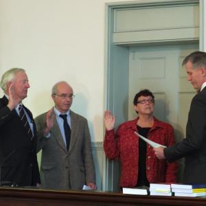 Secretary of State Charles Summers led the swearing-in ceremony for Lincoln County's newest commissioners Hamilton Meserve and Mary Trescot on January 2. Also sworn in was Judge of Probate Thomas Berry. JOHN MAGUIRE/Wiscasset Newspaper Secretary of State Charles Summers led the swearing-in ceremony for Lincoln County's newest commissioners Hamilton Meserve and Mary Trescot on January 2. Also sworn in was Judge of Probate Thomas Berry. JOHN MAGUIRE/Wiscasset Newspaper