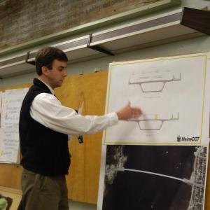 Maine Department of Transportation Program Manager Nate Benoit outlined for the Wiscasset selectmen, February 19, the state’s plan to repair the Donald E. Davey Bridge. CHARLOTTE BOYNTON/Wiscasset Newspaper Maine Department of Transportation Program Manager Nate Benoit outlined for the Wiscasset selectmen, February 19, the state’s plan to repair the Donald E. Davey Bridge. CHARLOTTE BOYNTON/Wiscasset Newspaper