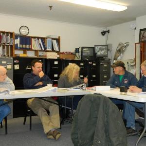 Woolwioch selectmen held an early morning special meeting March 15 to discuss town noncompliance with ADA standards. Selectmen, left to right, are Lloyd Coombs, Jason Shaw, Allison Hepler, Dale Chadbourne and David King. CHARLOTTE BOYNTON/ Wiscasset Newspaper