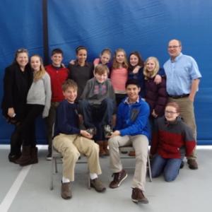 The team includes, front row, left to right, Nicholas Miaoulis, Tristam Sanborn, Xander Bartone, and Charlotte Collins; back row, left to right: Math teacher Katie Rittershaus, Claire Dauge-Roth, Wallace Jackson, Amelia Genus, Payton Sullivan, Teagan Guenther, Sophia Stafford, Emily Sanborn and coach Alex Dauge-Roth. Courtesy of Center for Teaching and Learning The team includes, front row, left to right, Nicholas Miaoulis, Tristam Sanborn, Xander Bartone, and Charlotte Collins; back row, left to right: Math teacher Katie Rittershaus, Claire Dauge-Roth, Wallace Jackson, Amelia Genus, Payton Sullivan, Teagan Guenther, Sophia Stafford, Emily Sanborn and coach Alex Dauge-Roth. Courtesy of Center for Teaching and Learning