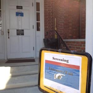 This sign and others like it direct Lincoln County Courthouse visitors away from locked doors and to the rear door, where a security screening station awaits them inside. SUSAN JOHNS/Wiscasset Newspaper