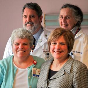Members of the Obstetrics Team at Miles Memorial Hospital include, from left, back row: Rob Howard MD, OB/GYN, Certified Nurse Midwife Bridget Buck, Lynn Plumb, RN, manager of the Miles Obstetrics Unit, and Certified Nurse Midwife Cindy Morin, front right. Courtesy of Lincoln County Healthcare Members of the Obstetrics Team at Miles Memorial Hospital include, from left, back row: Rob Howard MD, OB/GYN, Certified Nurse Midwife Bridget Buck, Lynn Plumb, RN, manager of the Miles Obstetrics Unit, and Certified Nurse Midwife Cindy Morin, front right. Courtesy of Lincoln County Healthcare