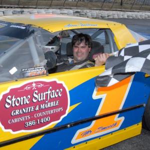 Kevin Sherman of Wiscasset wins the 30-lap N.E.4-Cylinder Prostock race at Wiscasset Speedway on April 20. Courtesy of Peter Taylor