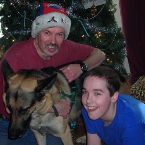 Mike Bailey and his youngest son Benjamin with their family dog, Duke, on Christmas Day 2010. Courtesy of Mike Bailey