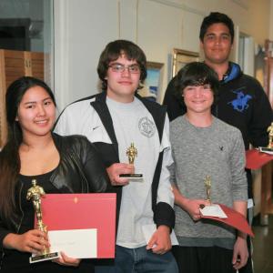 Teen2Teen Vidfest winners include, left to right, Ploypailin Intarawut, Nathan Austin, Aidan Shadis and Sammy Zaidi. Courtesy of Orion Breen, Lincoln County Healthcare