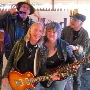 The Wicked Blues Band at a May 5 2013 benefit in Lisbon Falls. Front Row, from left: Patrick Ginnaty, Annette Rundall. Back Row, from left: Jason Simonds, Bill Rice. Courtesy of Taylour Daniello