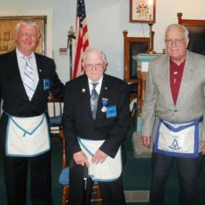Eugene Kelley, center, is presented his 50 Year Service medal by Arnold Thibodeau, left, and John Arsenault at a recent meeting at Seaside Lodge of Masons. Courtesy of Gary Tilton Eugene Kelley, center, is presented his 50 Year Service medal by Arnold Thibodeau, left, and John Arsenault at a recent meeting at Seaside Lodge of Masons. Courtesy of Gary Tilton