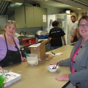 Two hardworking women of Wiscasset, Julie Bellefleur, left, Senior Center Chef and small business owner, and Wiscasset Town Manager Laurie Smith. Courtesy of Dock Schilke