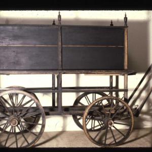 This circa 1800 horse-drawn hearse wagon spent an unknown length of time in a cemetery shed in Alna. The town bought it used in 1820. Courtesy of the Maine State Museum.