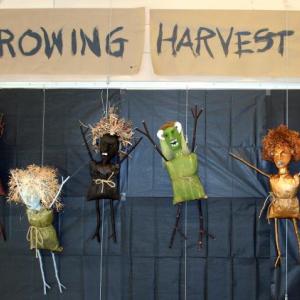 The new exhibit of scarecrow sculptures by Diane Walden will be on view in the Education Center. Lobby through Halloween. Courtesy of Barbara Freeman