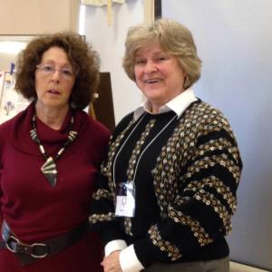 Guest speaker Robin Robinson, left, and program chairman Laurel Spear. Courtesy of Carol Blake Robinson, Spear