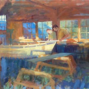 "Transcendent Transom," by Jessica Stammen, one of 30 paintings in her show "Maine: Work & Play," at the Blue Gallery at David Saul Smith Union, located on the Bowdoin College campus. Courtesy of Jessica Stammen Jessica Stammen