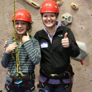 Jennifer and her “Big Sister,” Kristi Severson, take on rock wall climbing together at the Penobscot Bay YMCA in Rockport during Big Brothers Big Sisters Program Celebration. The event was one of two held to celebrate the agency’s 532 youth served in Kennebec, Knox, Lincoln, Penobscot, Somerset and Waldo counties. Courtesy of Big Brothers Big Sisters of Mid-Maine
