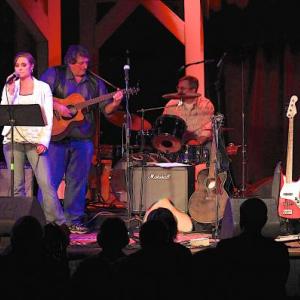 Among the dozen or so local musicians performing at the seventh annual Hootenanny on March 8 from left to right are Garry Blackman, Amanda Cressey Andrews, Tim Sprague, Dick Spofford (Boothbay's Fire Chief) on drums and Paul Martin (former member of the Wild Horse Band with Blackman) from Auburn. Robert Mitchell photo