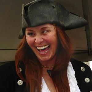 Barbara Mardiat Tomlinson (in character as the pirate “Bloodthirsty Barbara”).