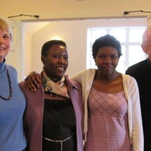 Visitors from Uganda spoke at the Midcoast Friends meeting in Damariscotta recently. Pictured with Patty Seybold of Boothbay, left, is Jacqueline Akello, of the African Rural University. Akello spoke on the importance of forgiveness and reconciliation in war-torn regions. Catherine Namwezi, graduate of URDT Girls School, shared about her school’s program teaching “visioning” and life skills to key girls in a community. Tom Hagen of Boothbay is at right. Courtesy of Midcoast Friends