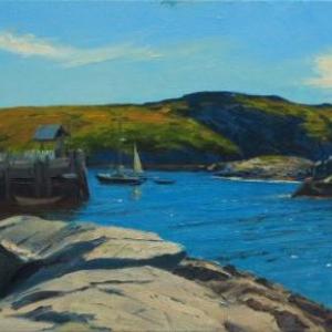 “Manana from the Barnacle,” oil, 13 by 40 inches by Kevin Beers. Courtesy of Gleason Fine Art