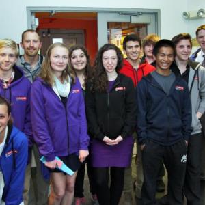 Teen actors and their advisors following the film premier of the new Sidekick program’s videos at the Skidompha Library in Damariscotta on May 22. Pictured from left to right are: Ricki Waltz, director of school-based health center at Lincoln Academy (LA); Brittany Bays, Oak Hill High School; Emma Weissenfels, front, Oak Hill; Draco Peaslee, Boothbay Region High School (BRHS); Bryan Dionne, health and physical education teacher at BRHS; Zoey Sewall, LA; Annielyn MacKusick, BRHS, Chloe Hoecker, BRHS, Nikolas Whittemore, Edward Little High School; Alex Ray-Weber, LA; Jude Alamo, BRHS; Sam Jones, LA; Mack Whittier, Lewiston Middle School; Nathan Osborne, LA, and Audrey Harper, LA. Not shown are: Ashley Poland, BRHS; Elaine Fitzpatrick, LA; Max Elliott, LA; Hayden Rodrigue, Oak Hill; Veeva Banga, Casco Bay High School and Gabriel Walker, Portland High School. Courtesy of LincolnHealth