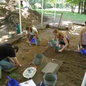 Field students excavate the Bryant-Barker Tavern site at last year’s school.