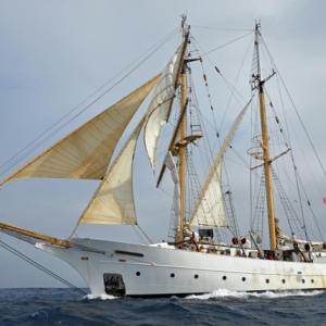 SEA’s 134-foot sailing school vessel, the Robert C. Seamans. Courtesy of Sea Education Association