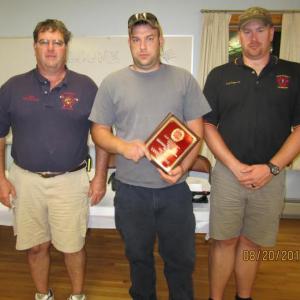 Left to right: Fire Chief's Association President Gary Arsenault, Captain Mike Averill and Scott Sutter. Courtesy of Roger Whitney