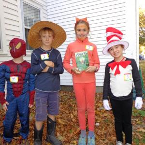 Owen Walsh as Spiderman, Sawyer Linehan as Tom Sawyer, Maren Cooper as Warrior Cat and Hannah Abello as The Cat In The Hat. Courtesy of Natalie Castonia