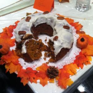 This Pumpkin Pecan Holiday Bundt Cake made by Tiffany Thomas was the winning entry at Pumpkinfest’s dessert contest. SUZI THAYER/Boothbay Register