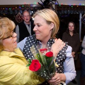 State representative winner Stephanie Hawke is greeted by supporters at an election night gathering at The Whale's Tale in Boothbay Harbor. Courtesy of Peter Southwick