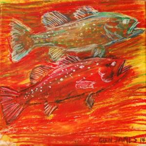 “Bass” by Glen James is one of many art works in the Mobius. Creative Expressions Program exhibition at River Arts West Gallery in Damariscotta, Dec. 4-10. Courtesy of Grace Goldberg