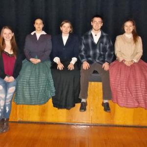 Wiscasset High School drama students, from left, Charlene Reed, director, Jasmine Smith, Katie-Lyn Mills, Ridge Barnes, Samantha Arsenault. Missing from photo are Tyler Flavin and Ryan Medina. Courtesy of Shelley Schmal