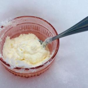 Lemon snow ice cream, made with a few ingredients, including readily available fresh snow, is a quick, yummy treat to make on a snowy day. SUZI THAYER/Boothbay Register