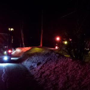 Damariscotta Fire Department trucks respond to a potential chimney fire on Back Meadow Road in Damariscotta on Feb. 26. There was no fire; only smoke. BEN BULKELEY/Wiscasset Newspaper