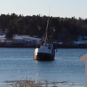 The fishing vessel Columbia is currently grounded in Bristol. The ship’s owner said the ship would hopefully be on the move soon. BEN BULKELEY/Wiscasset Newspaper