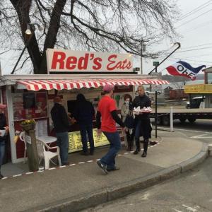 Red’s Eats opened Monday, April 20 to a small line, despite cold temperatures and rain. The restaurant serves upwards of 10 tons of lobster meat a year in Wiscasset. BEN BULKELEY/Wiscasset Newspaper