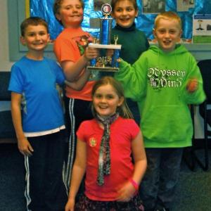 Odyssey of the Mind participants from Wiscasset Primary School. Pictured from left are Payton Blagdon, Cory Ricker, Linnea Andersson (kneeling), Liam Allen and David Andersson. Not pictured is Myra Pekich. Courtesy of Natalie Allen