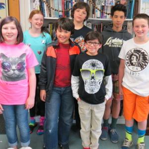 Prize-winning poets from the Center for Teaching and Learning include, from left, Katie Sanborn, Zoe Ruff, Marcus Russano, Lucas Steinberger, Dae Kent, Nicco Bartone and Sam Sinibaldi. Courtesy of Scott MacDonald